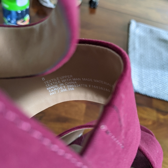 Merona Burgundy Faux Suede Allie Heeled Sandals - Picture 6 of 10